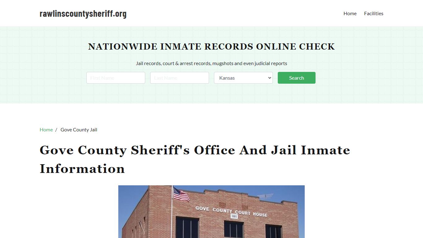 Gove County Sheriff, Kansas, Jail Inmate Search