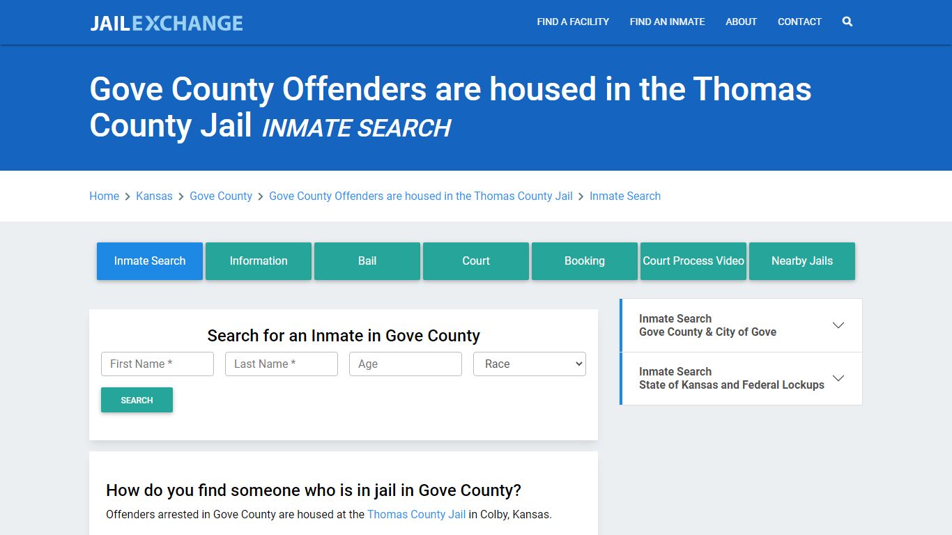 Gove County Offenders are housed in the Thomas County Jail