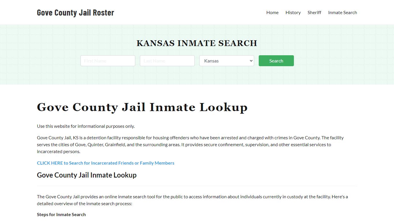 Gove County Jail Roster Lookup, KS, Inmate Search