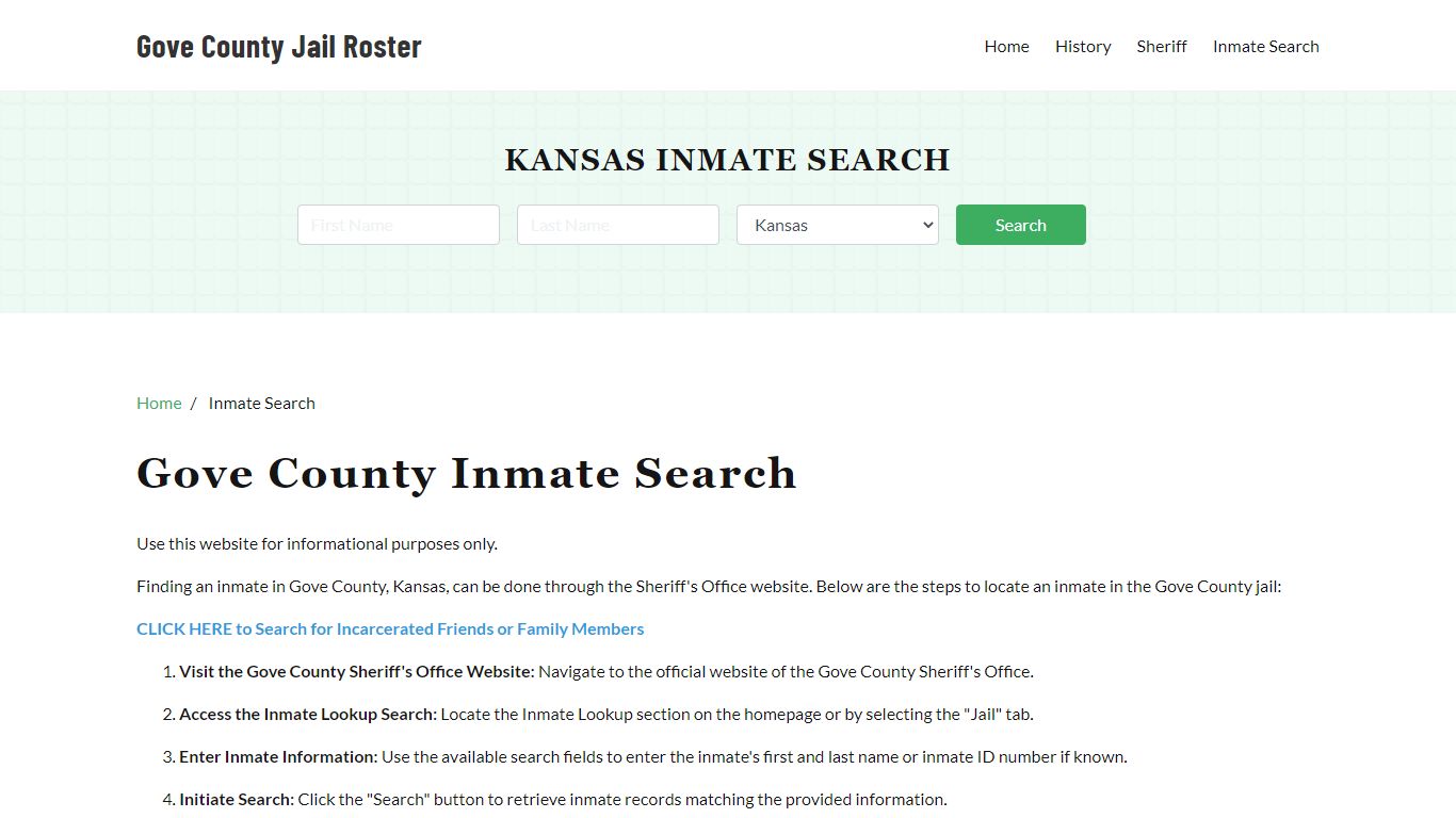 Gove County, KS Detainee Lookup