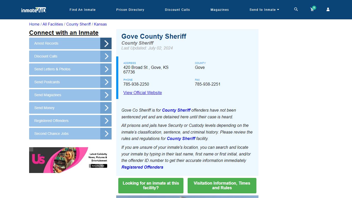 Gove County Sheriff & Arrest Search - InmateAid