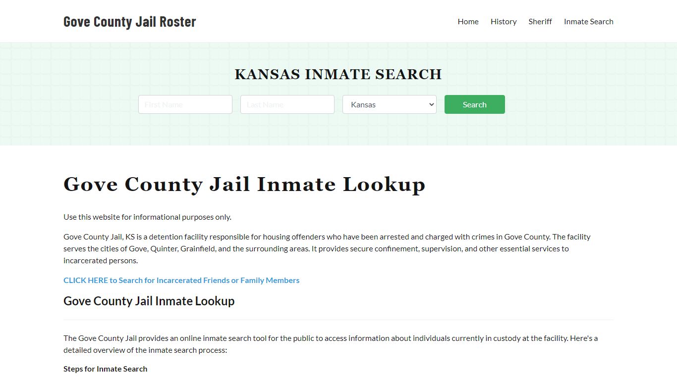Gove County Jail Roster Lookup, KS, Inmate Search